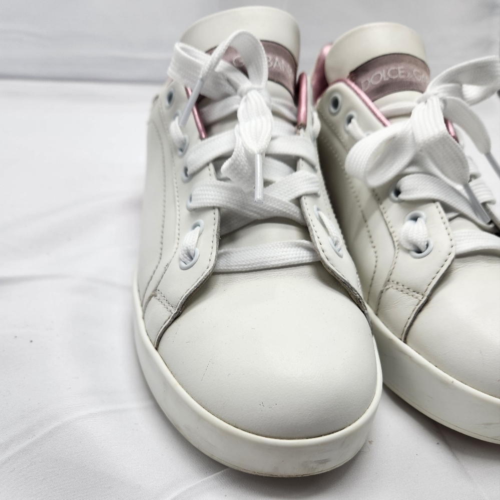 Authenticated Dolce & Gabbana Women Pink & White Sneakers Shoes Size 7/37.5 - Picture 5 of 16
